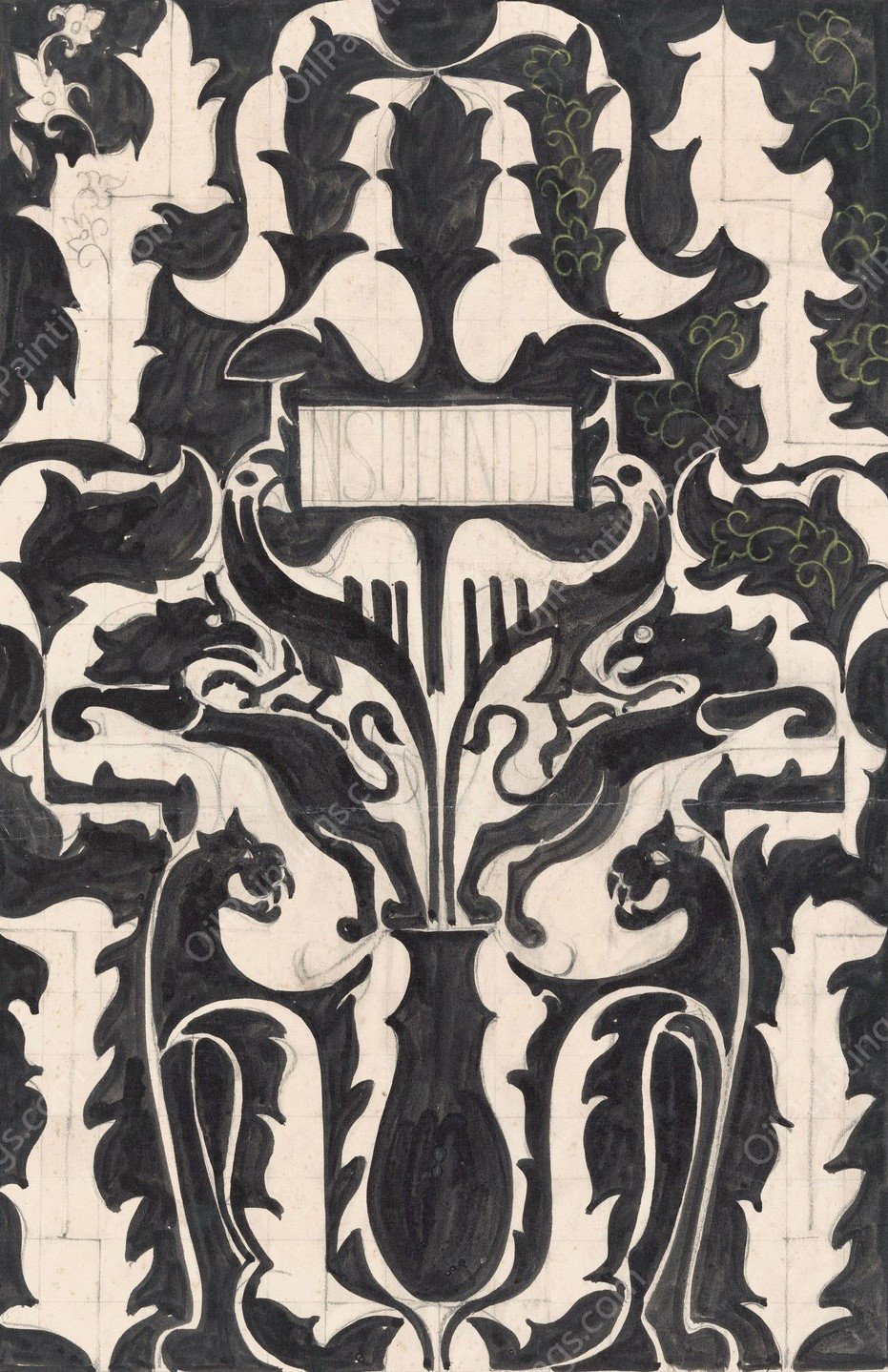 Ontwerp voor boekband voor Insulinde door D. Wouters en J. van Hulzen  by Carel Adolph Lion Cachet - Hand-Painted Oil Painting Reproduction