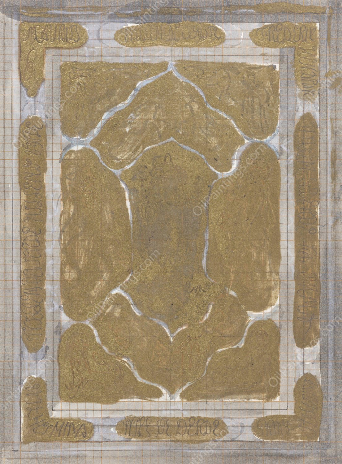 Ontwerp voor boekband voor Oranje gedenkboek  by Carel Adolph Lion Cachet - Hand-Painted Oil Painting Reproduction