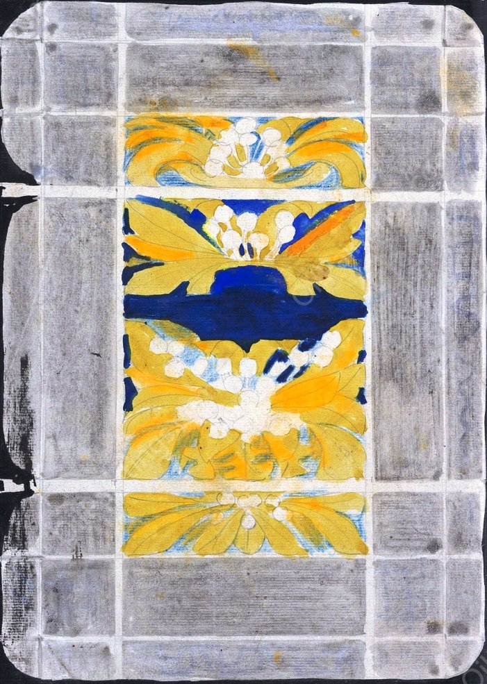 Ontwerp voor een boekband met bloemmotief  by Carel Adolph Lion Cachet - Hand-Painted Oil Painting Reproduction