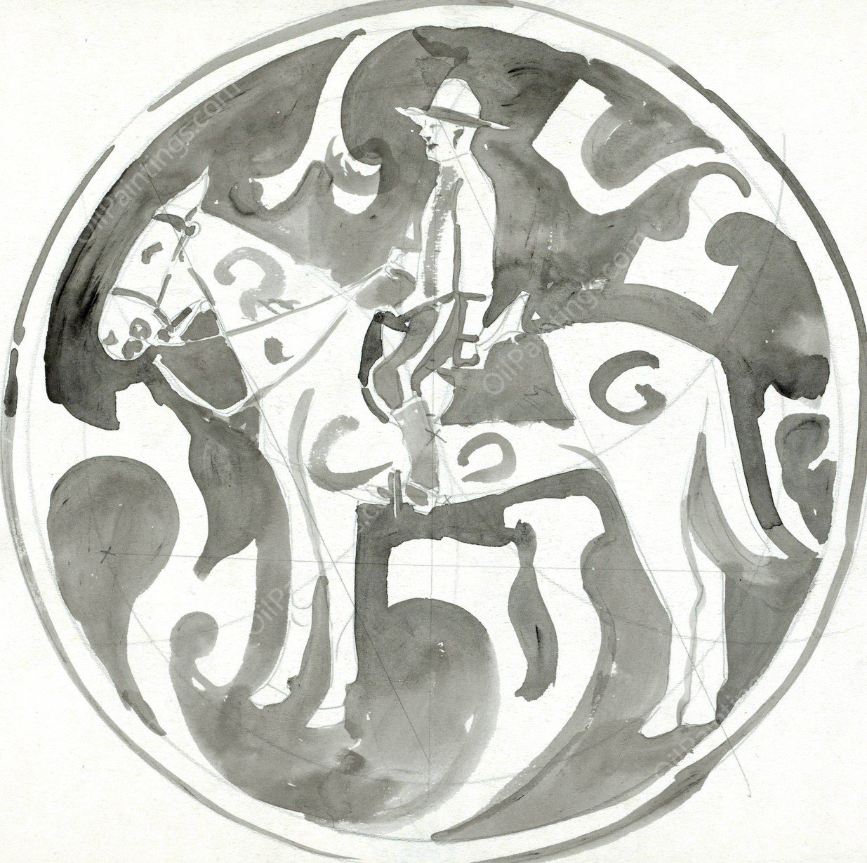 Ontwerp voor een bord met een Canadese mountie  by Carel Adolph Lion Cachet - Hand-Painted Oil Painting Reproduction