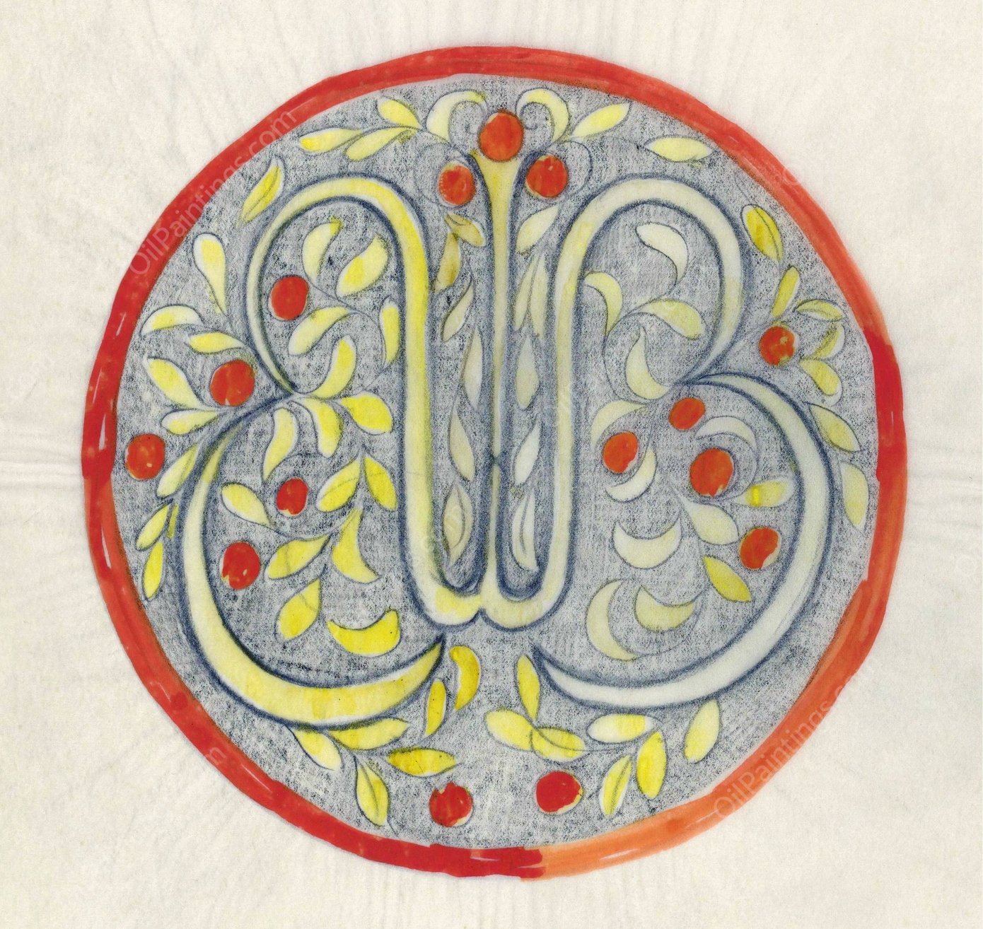 Ontwerp voor een bord met WB  by Carel Adolph Lion Cachet - Hand-Painted Oil Painting Reproduction