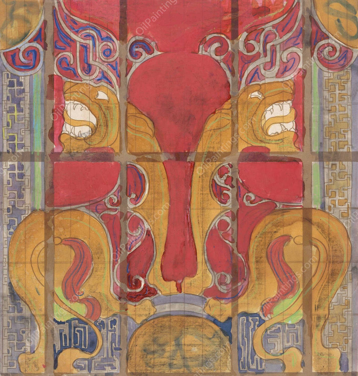 Ontwerp voor een glas in lood-koepel voor de muziekzaal van het schip J.P. Coen  by Carel Adolph Lion Cachet - Hand-Painted Oil Painting Reproduction