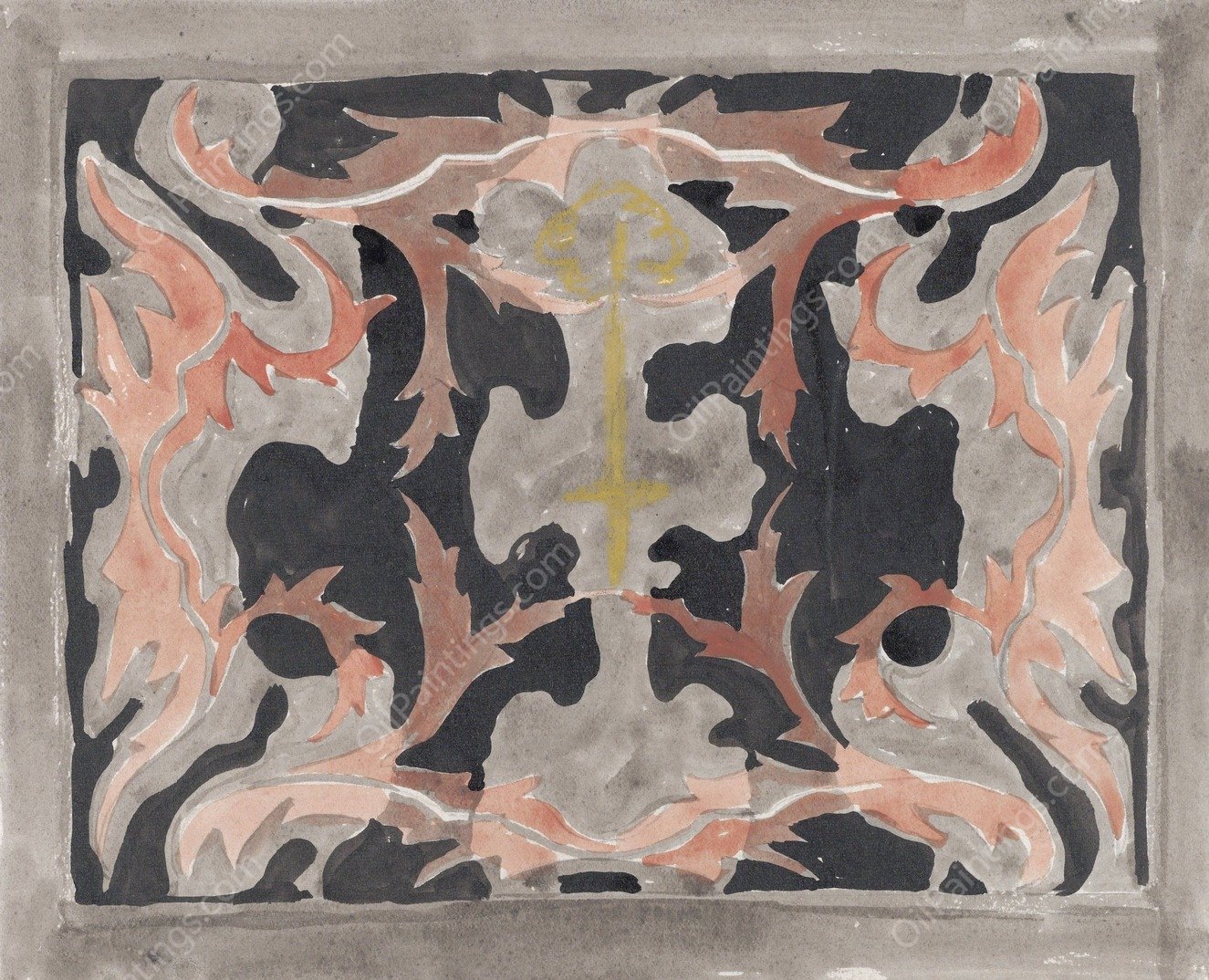 Ontwerp voor een kleed  by Carel Adolph Lion Cachet - Hand-Painted Oil Painting Reproduction