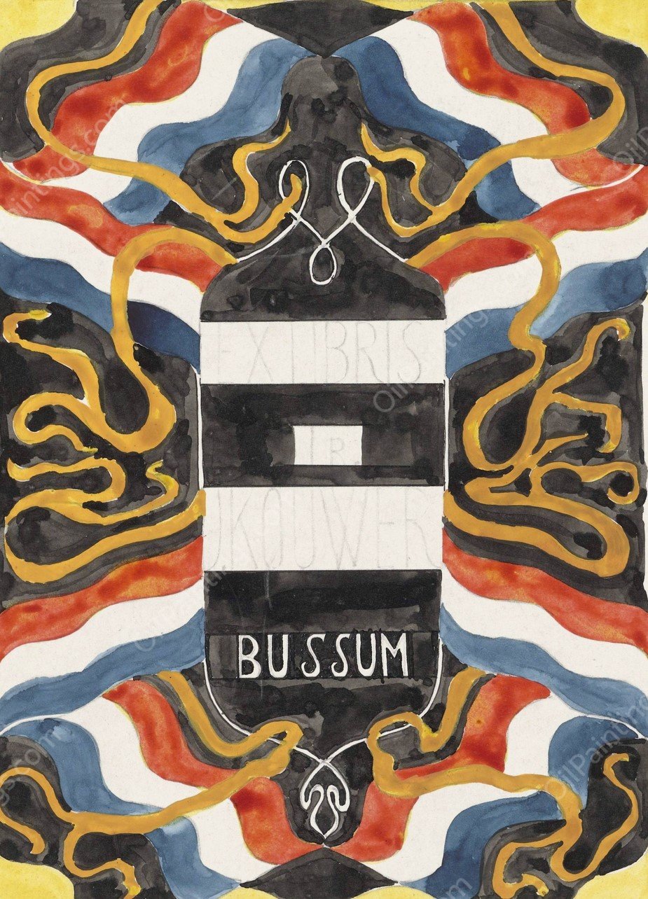 Ontwerp voor ex libris van ingenieur J. Kouwer te Bussum  by Carel Adolph Lion Cachet - Hand-Painted Oil Painting Reproduction