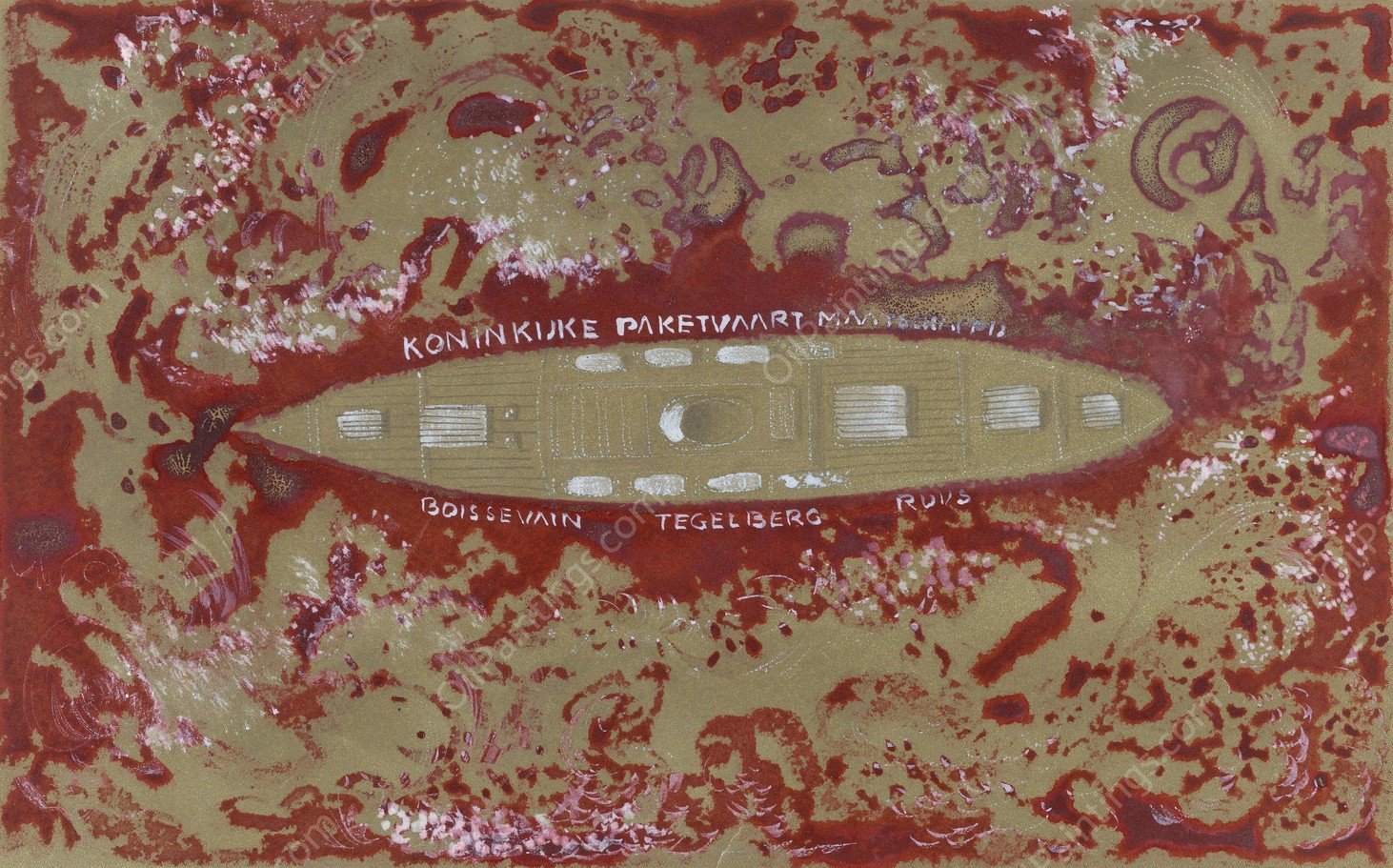 Ontwerp voor vignet van de Koninklijke Paketvaart Maatschappij  by Carel Adolph Lion Cachet - Hand-Painted Oil Painting Reproduction