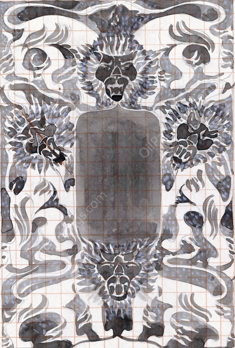 Ornamentaal ontwerp met leeuwen  by Carel Adolph Lion Cachet - Hand-Painted Oil Painting Reproduction