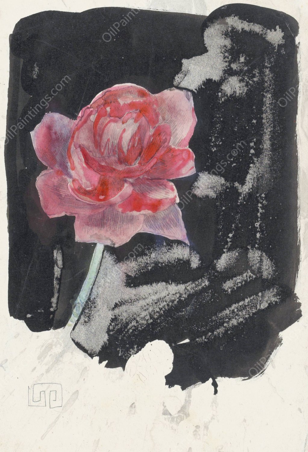 Rode roos  by Carel Adolph Lion Cachet - Hand-Painted Oil Painting Reproduction