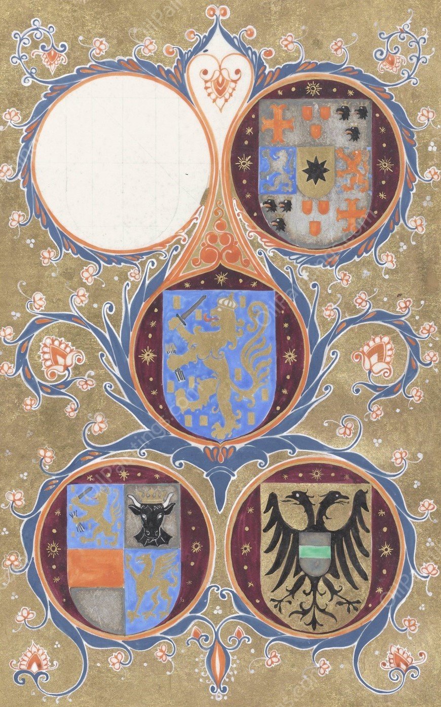 Vier wapenschilden  by Carel Adolph Lion Cachet - Hand-Painted Oil Painting Reproduction