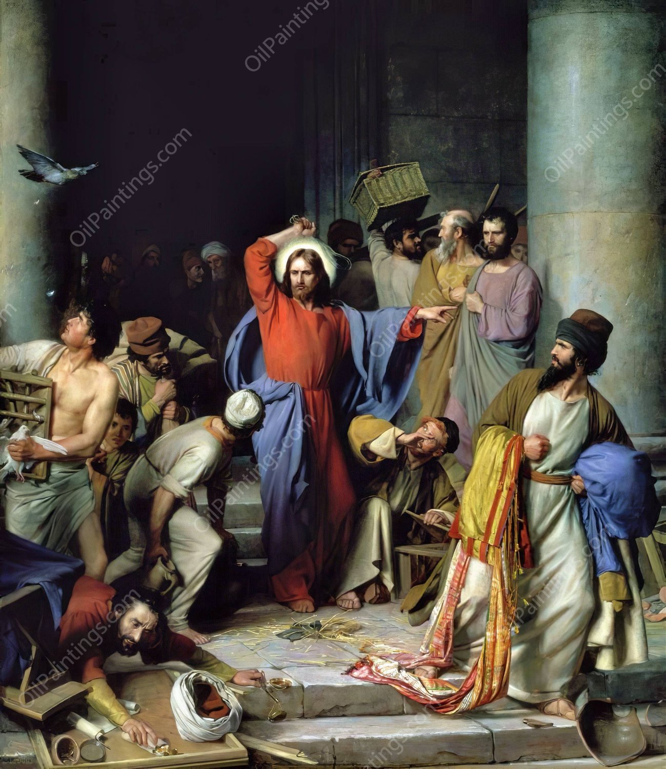 Casting out the Money Changers by Carl Bloch - Hand-Painted Oil Painting Reproduction