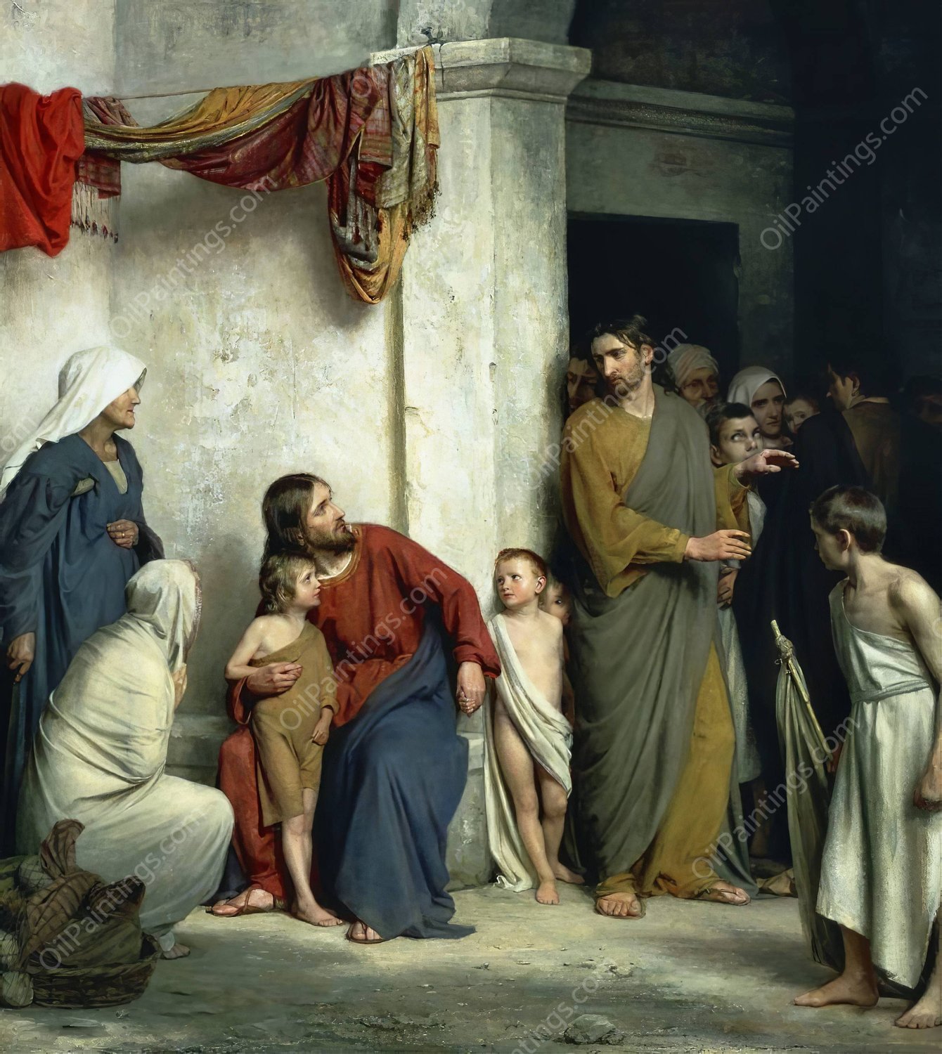 Christ and the Children by Carl Bloch - Hand-Painted Oil Painting Reproduction