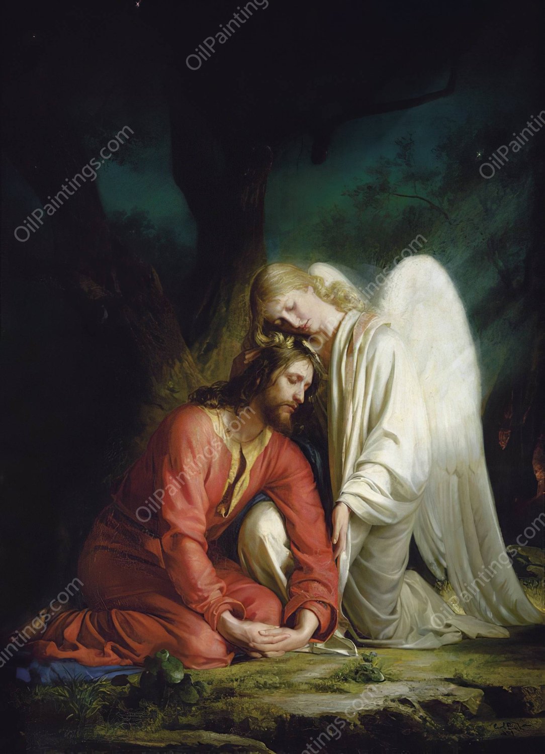 Christ at Gethsemane  by Carl Bloch - Hand-Painted Oil Painting Reproduction