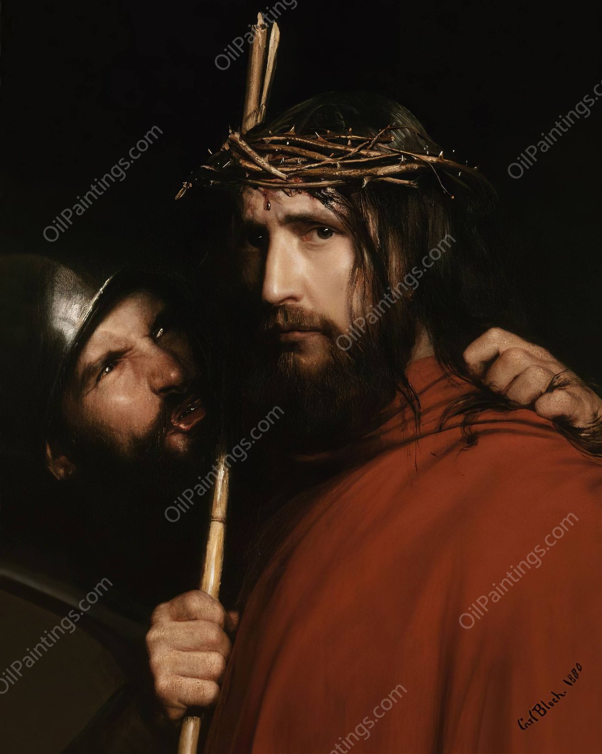 Christ with Mocking Soldier by Carl Bloch - Hand-Painted Oil Painting Reproduction