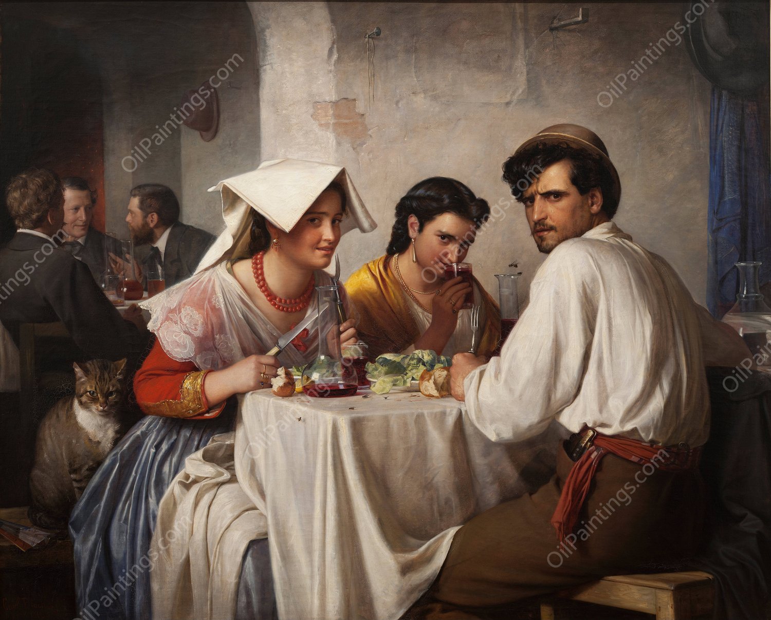 In a Roman Osteria  by Carl Bloch - Hand-Painted Oil Painting Reproduction