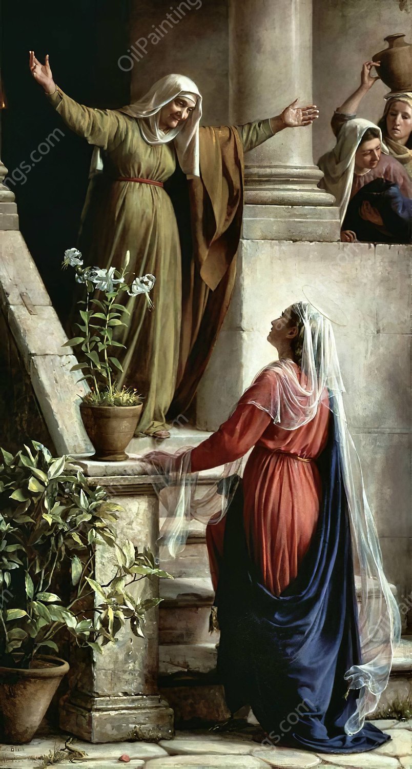 Mary and Elizabeth by Carl Bloch - Hand-Painted Oil Painting Reproduction