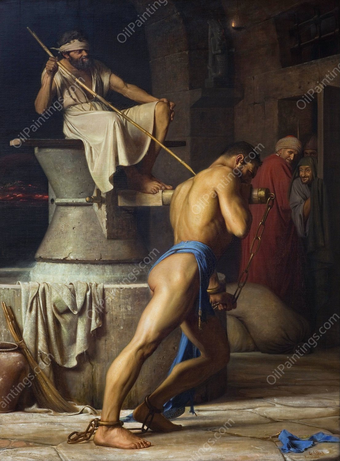 Samson and the Philistines  by Carl Bloch - Hand-Painted Oil Painting Reproduction