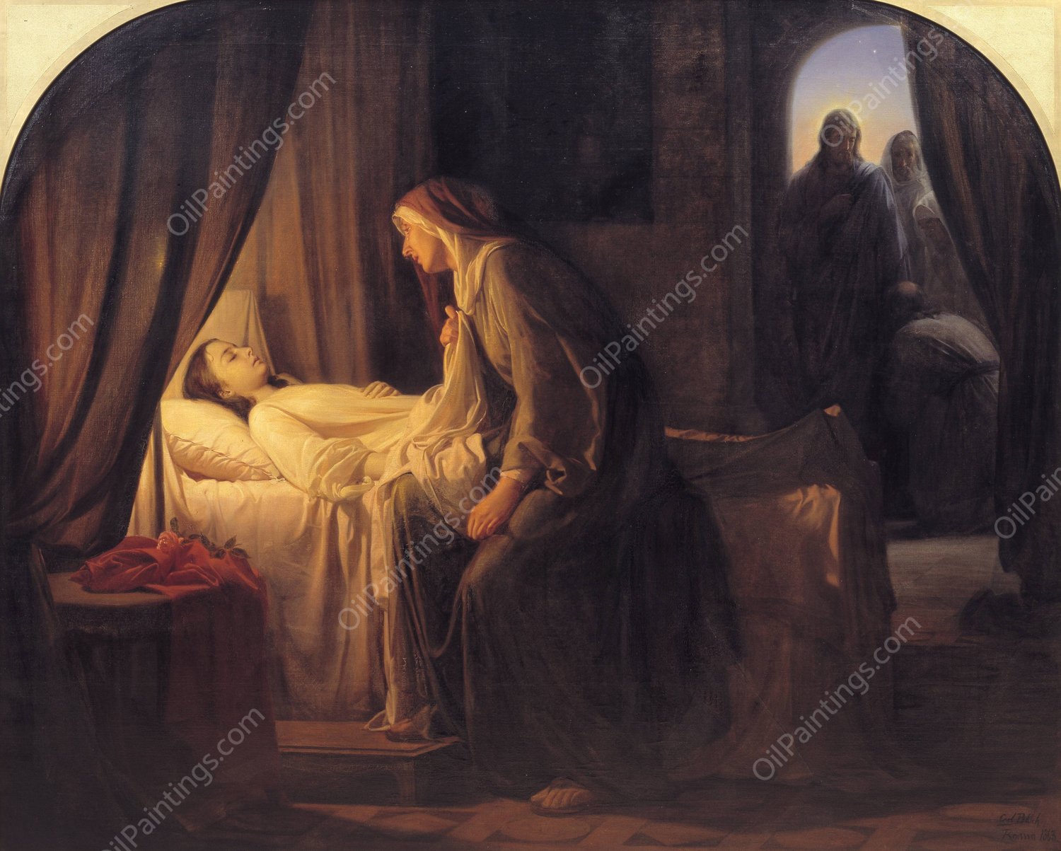 The Daughter of Jairius  by Carl Bloch - Hand-Painted Oil Painting Reproduction