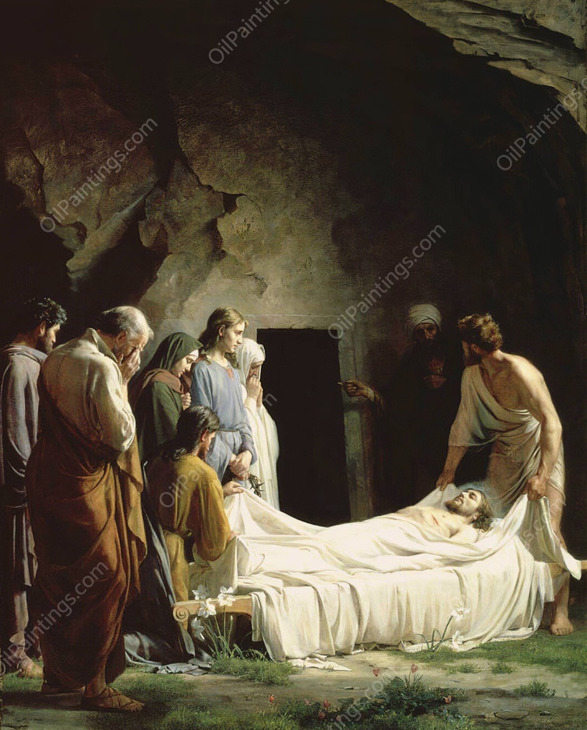 The Entombment  by Carl Bloch - Hand-Painted Oil Painting Reproduction