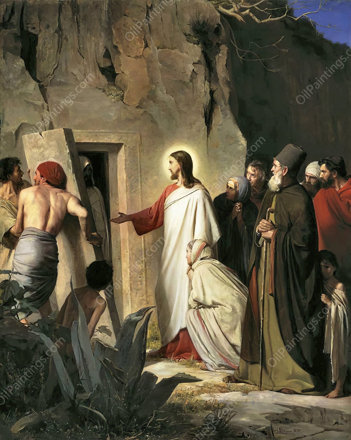 The Raising of Lazarus by Carl Bloch - Hand-Painted Oil Painting Reproduction