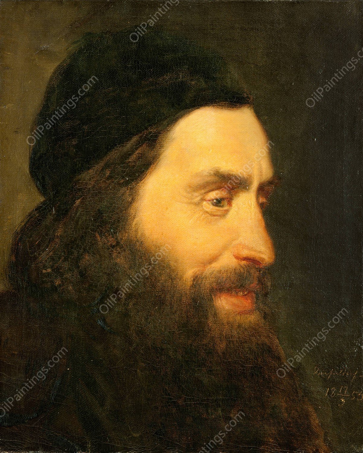 Study of a Head  by Carl D'Unker - Hand-Painted Oil Painting Reproduction