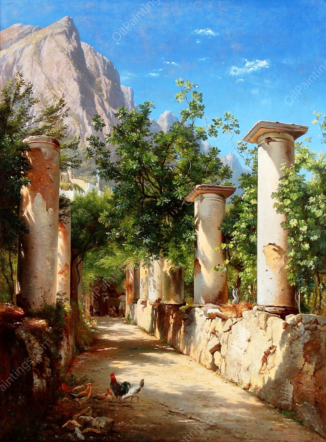 Ancient Columns, Italy by Carl Frederic Aagaard - Hand-Painted Oil Painting Reproduction