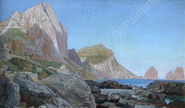 Mediterranean Shipping by Carl Frederic Aagaard - Hand-Painted Oil Painting Reproduction