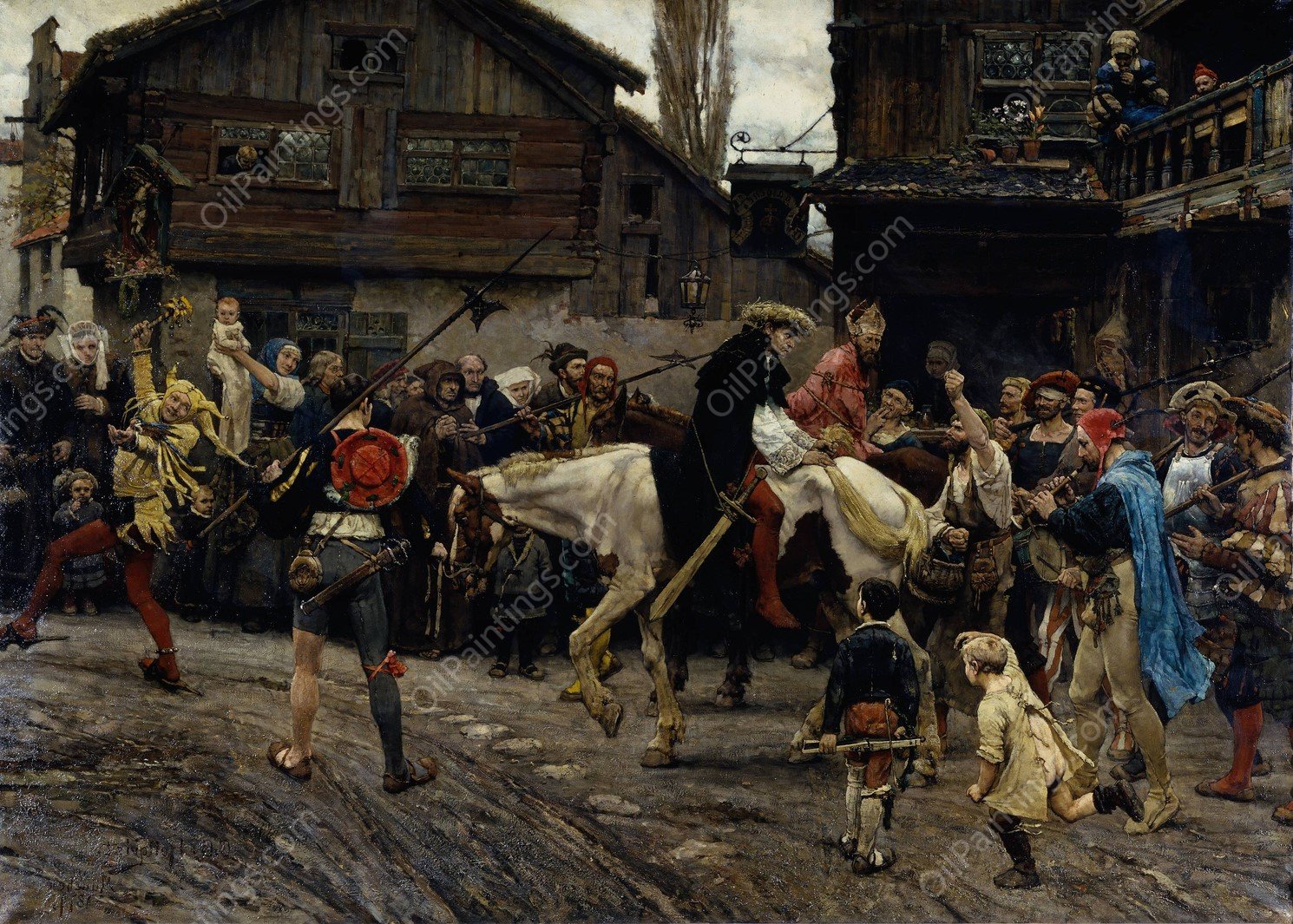 Peder Sunnanvader's and Master Knut's Ignominious Entry into Sthlm 1526  by Carl Gustaf Hellqvist - Hand-Painted Oil Painting Reproduction