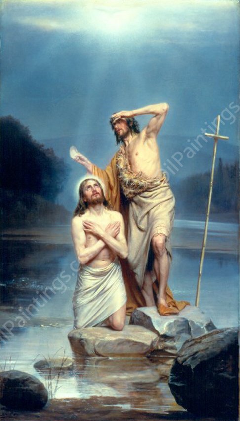 The Baptism of Christ by Carl Heinrich Bloch - Hand-Painted Oil Painting Reproduction