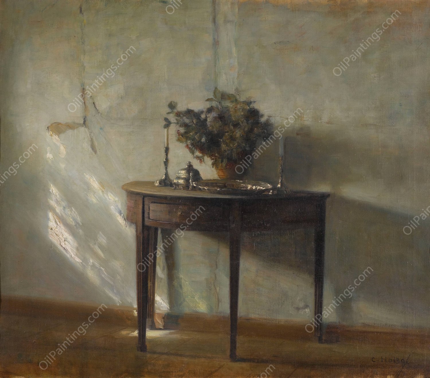 A Sunlit Interior by Carl Holsoe - Hand-Painted Oil Painting Reproduction