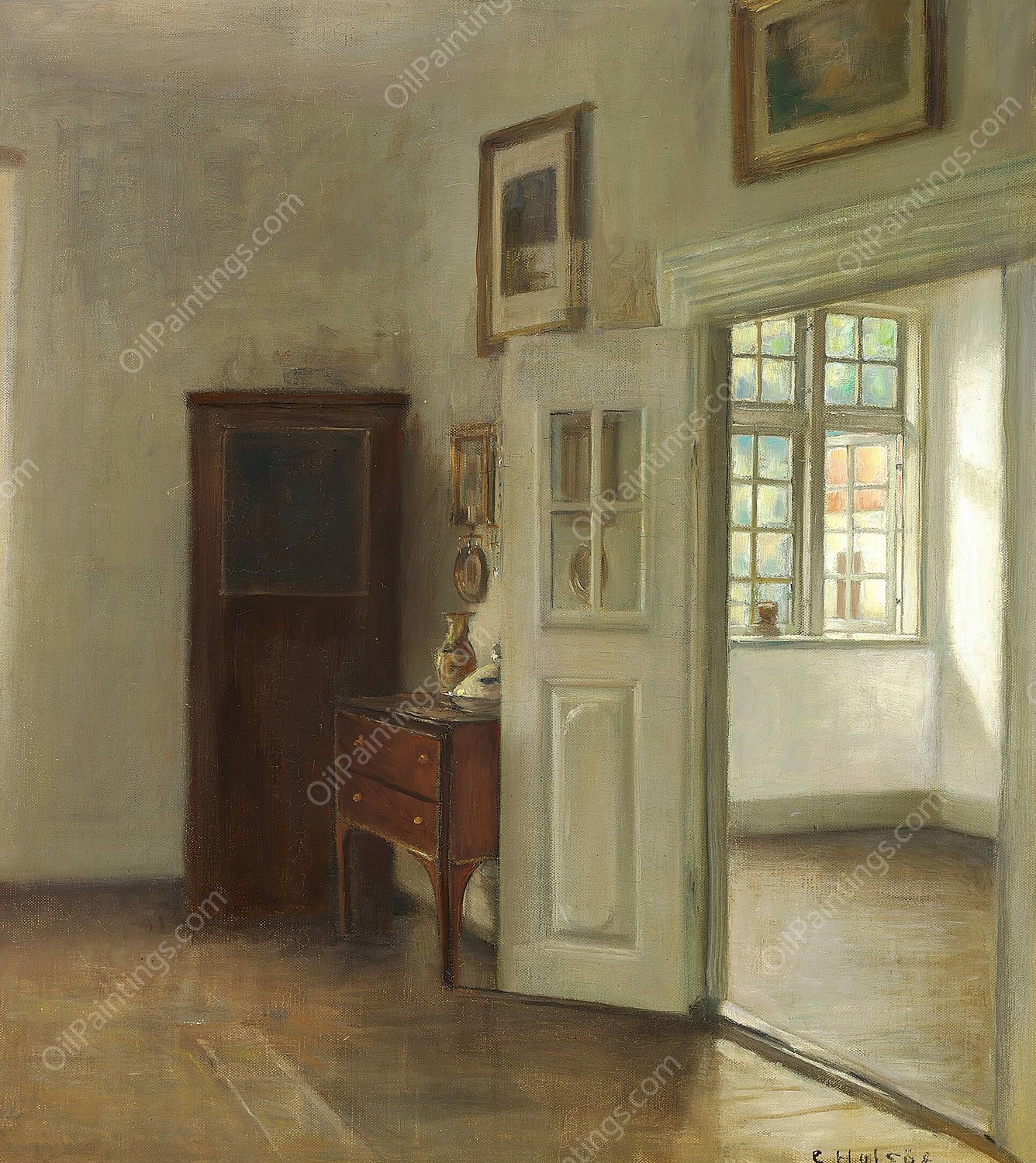 Interior med aben dor by Carl Holsoe - Hand-Painted Oil Painting Reproduction