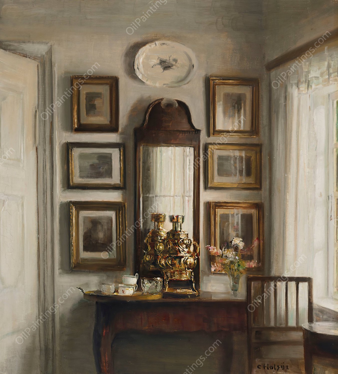 Interior with a Samovar by Carl Holsoe - Hand-Painted Oil Painting Reproduction