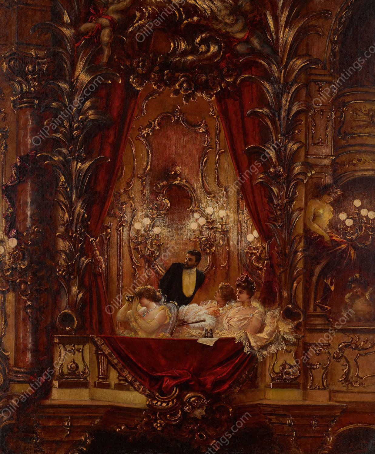 A night at the opera by Carl Kahler - Hand-Painted Oil Painting Reproduction