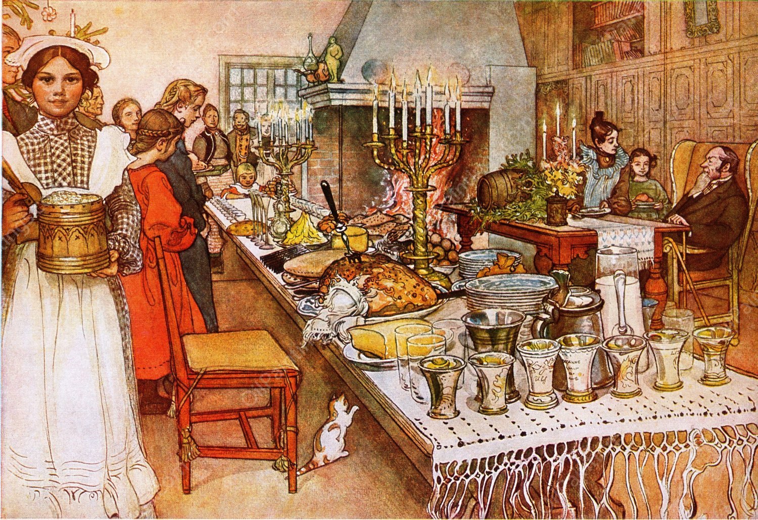 A Christmas Eve by Carl Larsson - Hand-Painted Oil Painting Reproduction