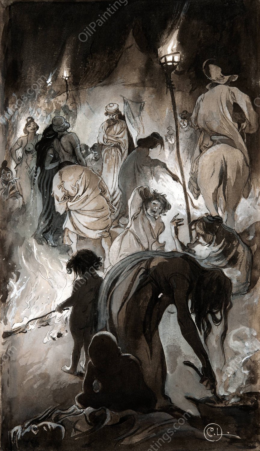 Illustration to 'Singoalla,The Wind Is My Lover' by Viktor Rydberg  by Carl Larsson - Hand-Painted Oil Painting Reproduction