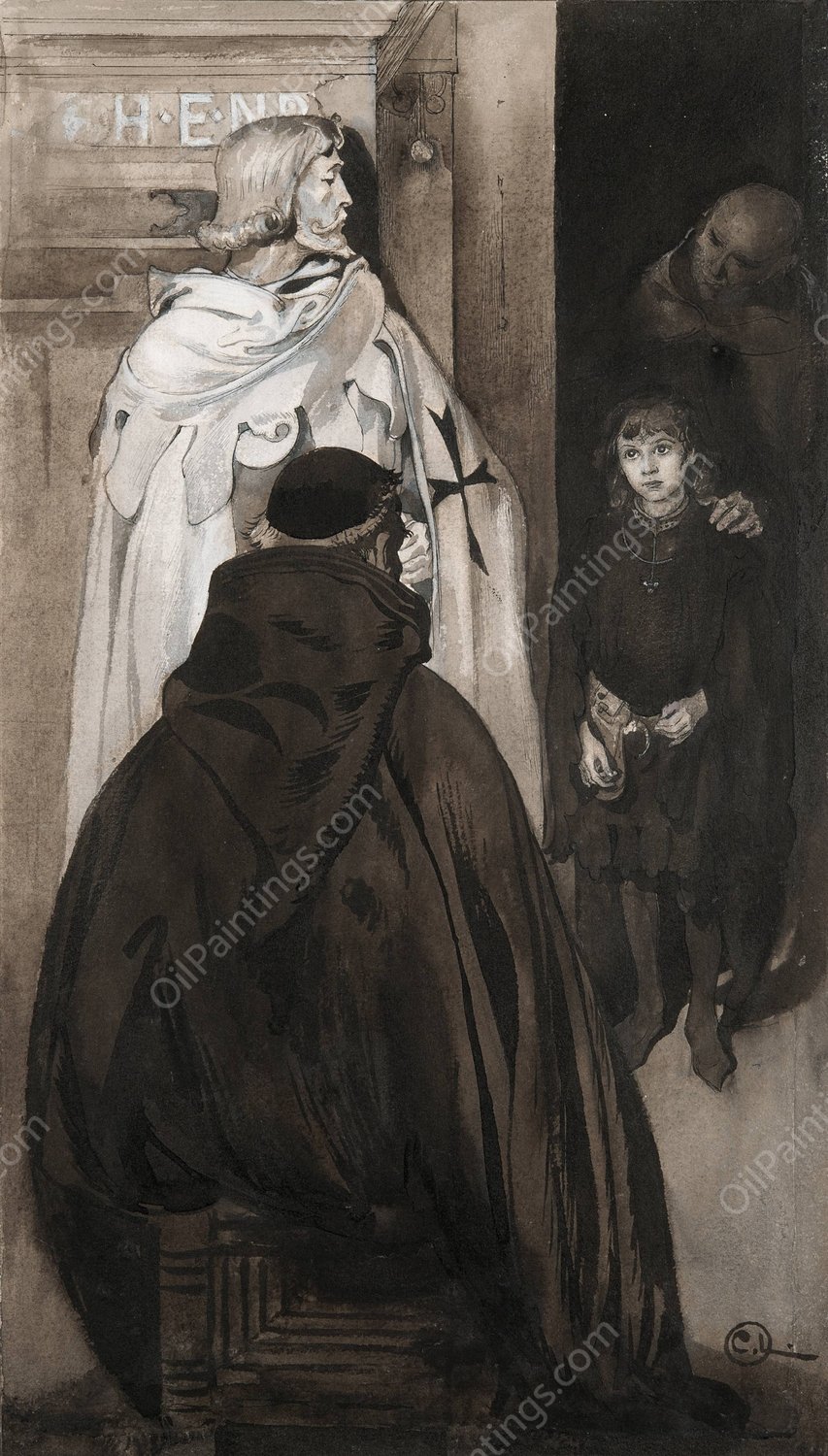 Illustration to 'Singoalla,The Wind Is My Lover' by Viktor Rydberg  by Carl Larsson - Hand-Painted Oil Painting Reproduction