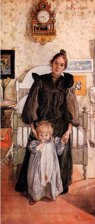 Karin and Kersti by Carl Larsson - Hand-Painted Oil Painting Reproduction