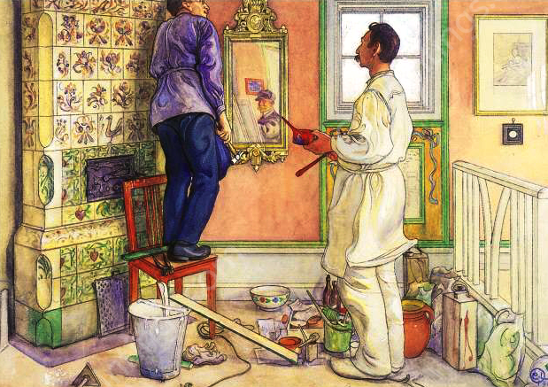 My Friends, the Carpenter and the Painter by Carl Larsson - Hand-Painted Oil Painting Reproduction