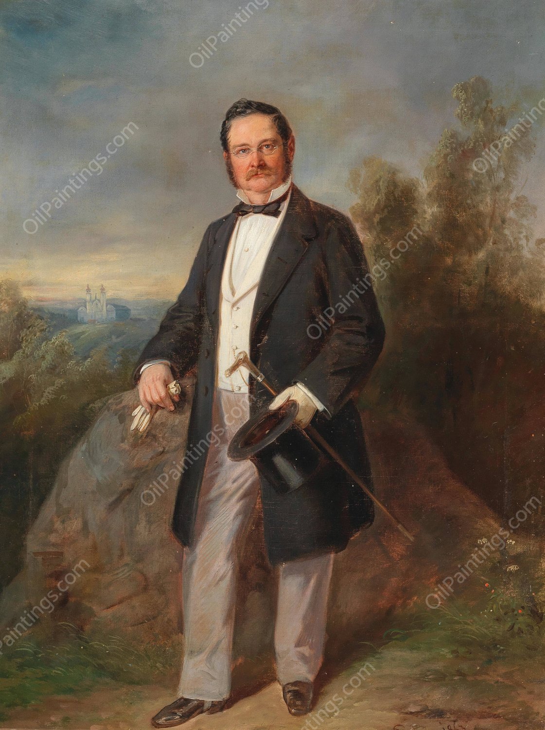 Bildnis des Josef Edler von Kriehuber by Carl Martin Ebersberg - Hand-Painted Oil Painting Reproduction