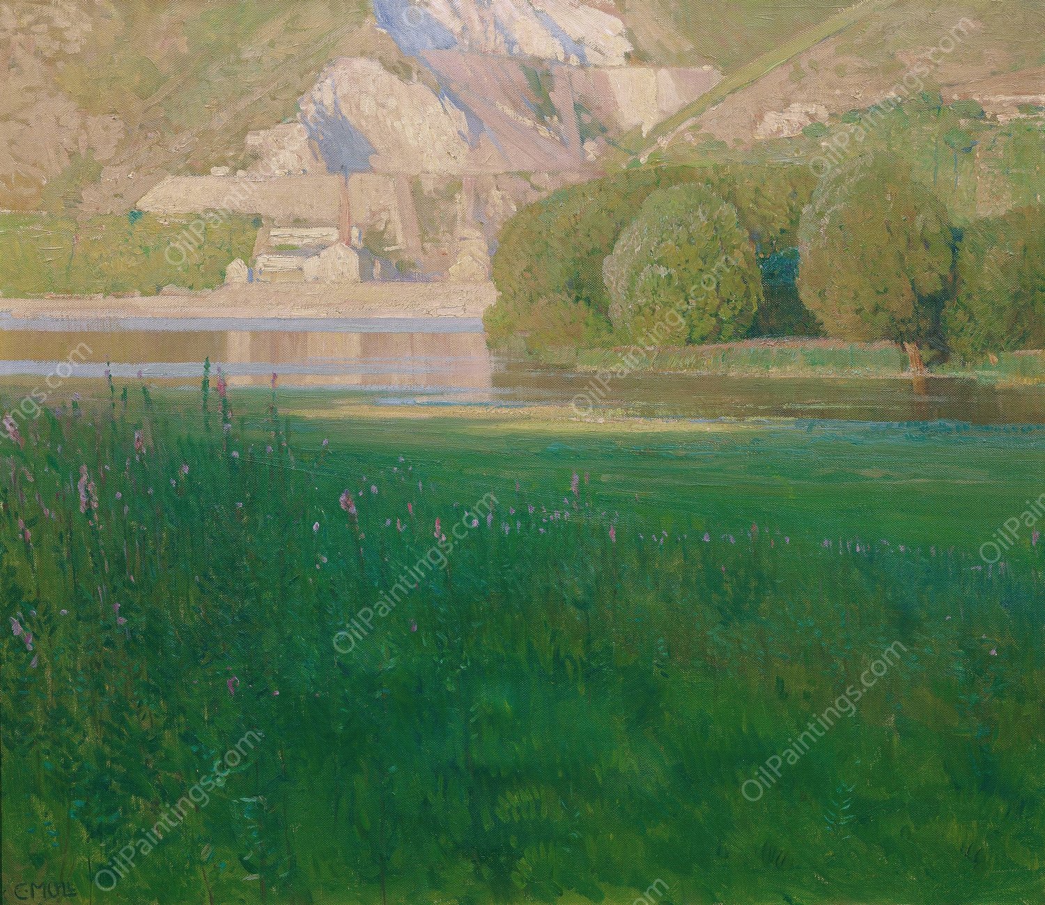 Abenddammerung. Steinbruch an der Donau  by Carl Moll - Hand-Painted Oil Painting Reproduction