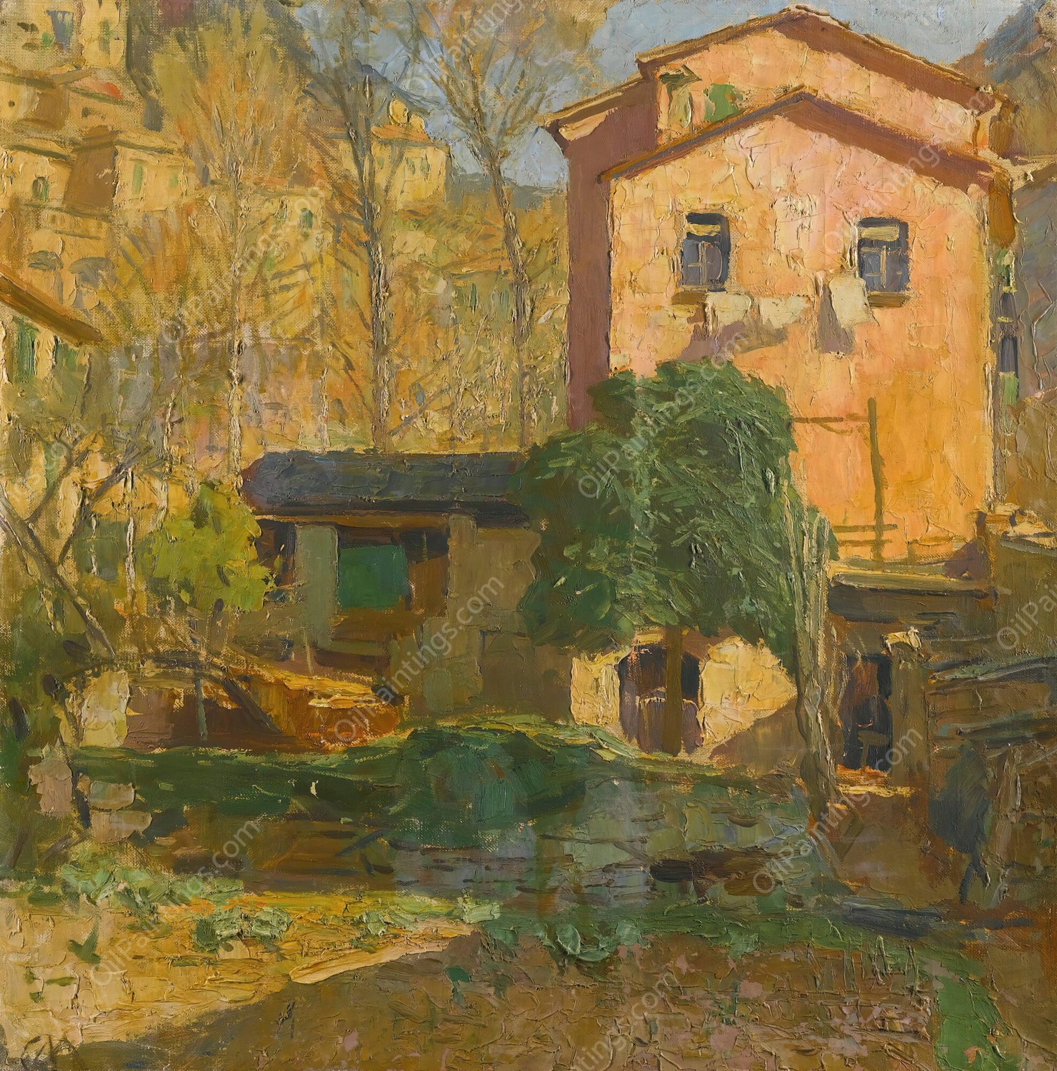 Landscape in the Riviera Ligure, Italy by Carl Moll - Hand-Painted Oil Painting Reproduction