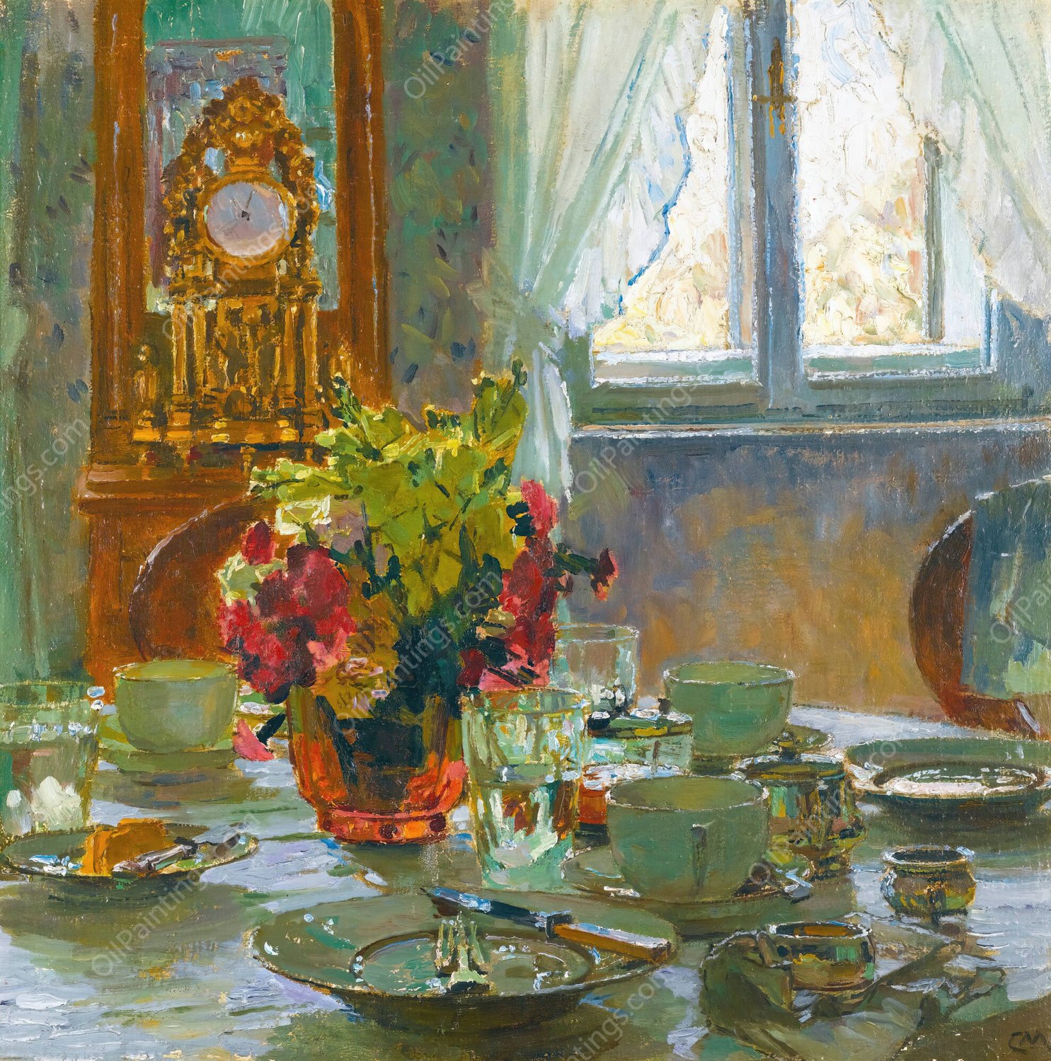 The breakfast table by Carl Moll - Hand-Painted Oil Painting Reproduction