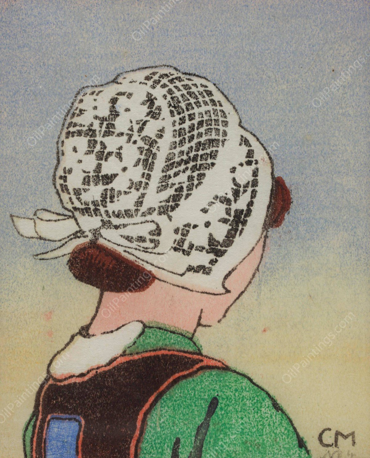 Bretonisches Madchen by Carl Moser - Hand-Painted Oil Painting Reproduction