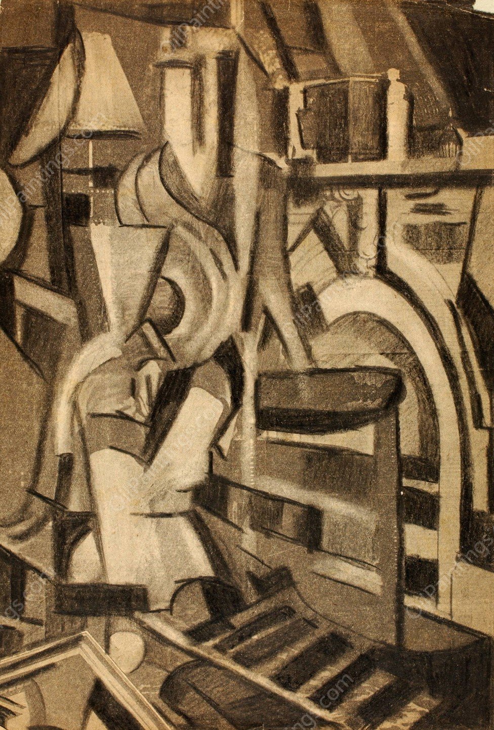 Abstract-Seated Figure by Carl Newman - Hand-Painted Oil Painting Reproduction