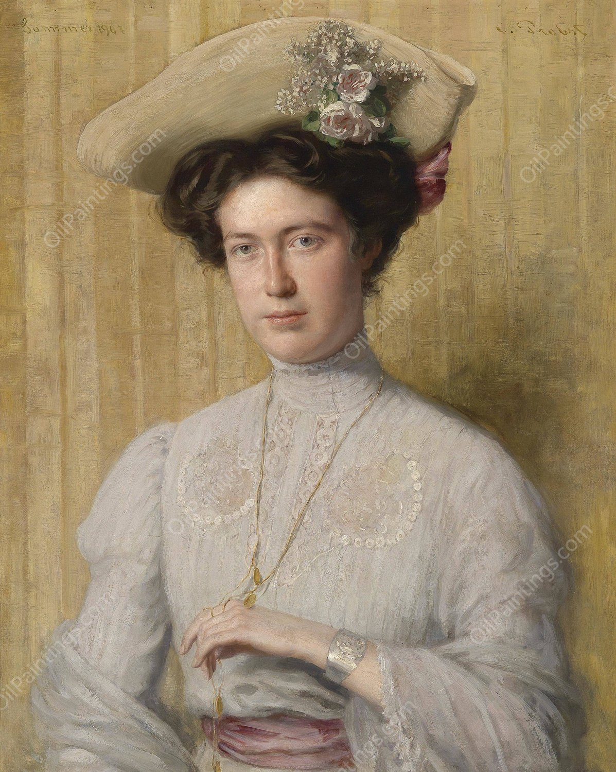 Bildnis Gisela Probst  by Carl Probst - Hand-Painted Oil Painting Reproduction