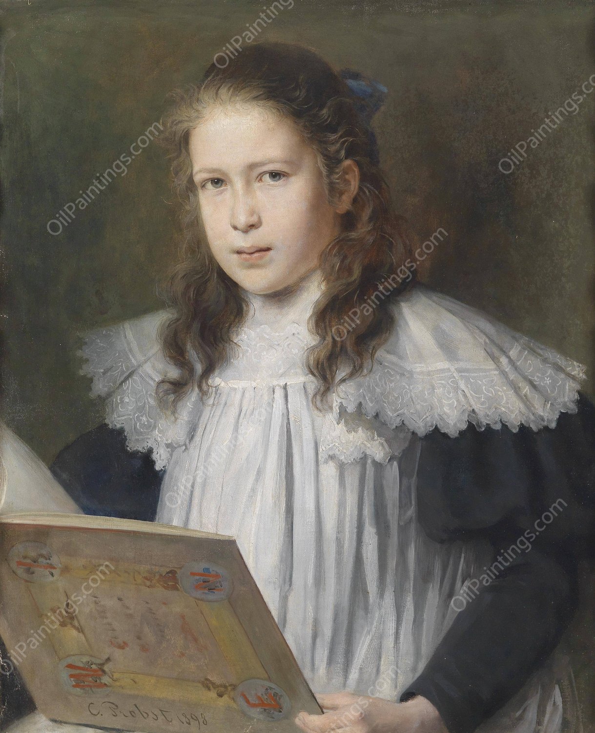 Madchenbildnis Gisela Probst  by Carl Probst - Hand-Painted Oil Painting Reproduction