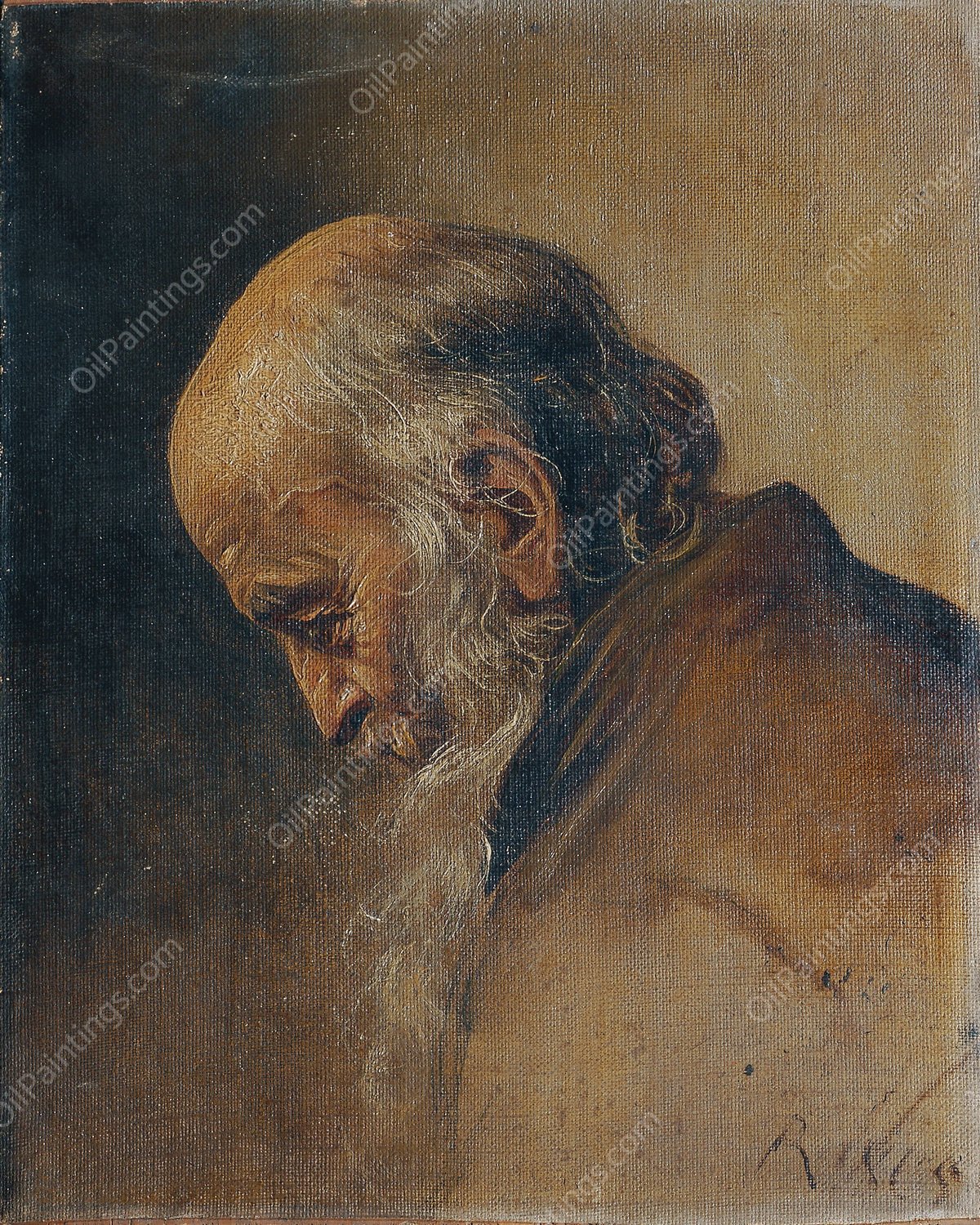 Studie eines Greises  by Carl Rahl - Hand-Painted Oil Painting Reproduction