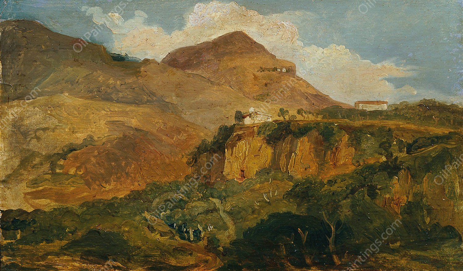 Sudliche Berglandschaft by Carl Rahl - Hand-Painted Oil Painting Reproduction