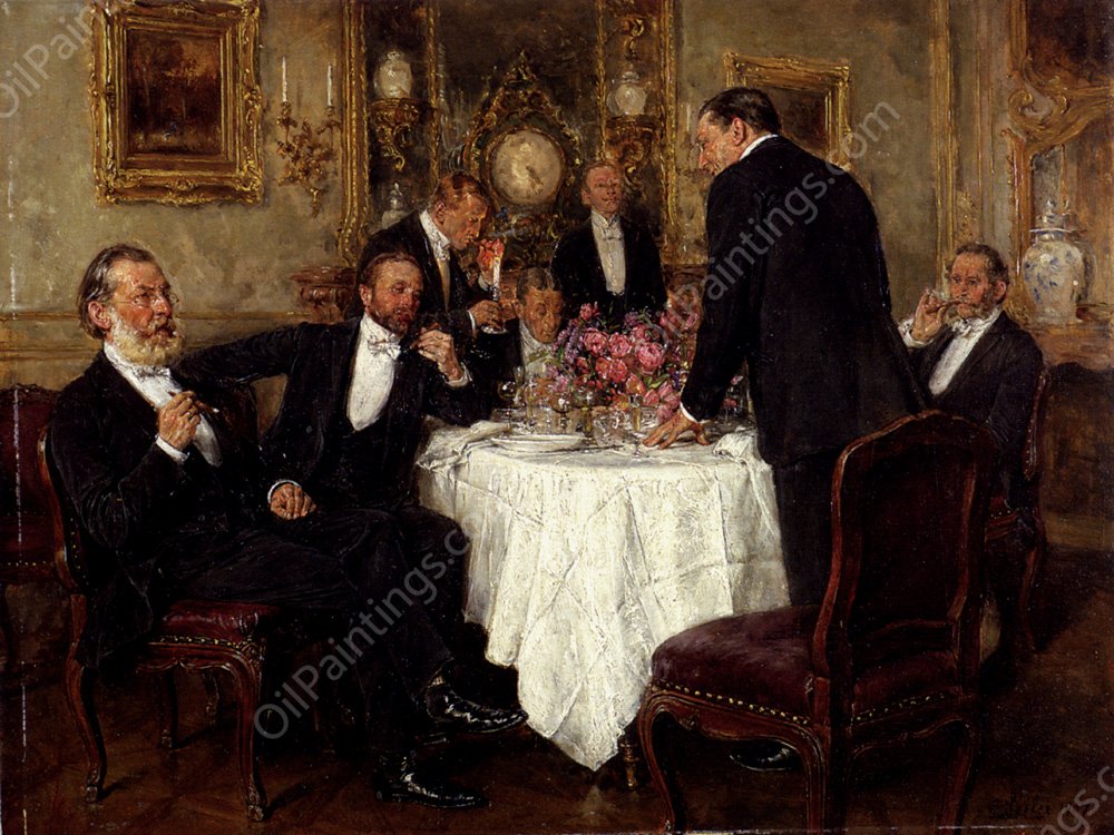 At The Club by Carl Seiler - Hand-Painted Oil Painting Reproduction