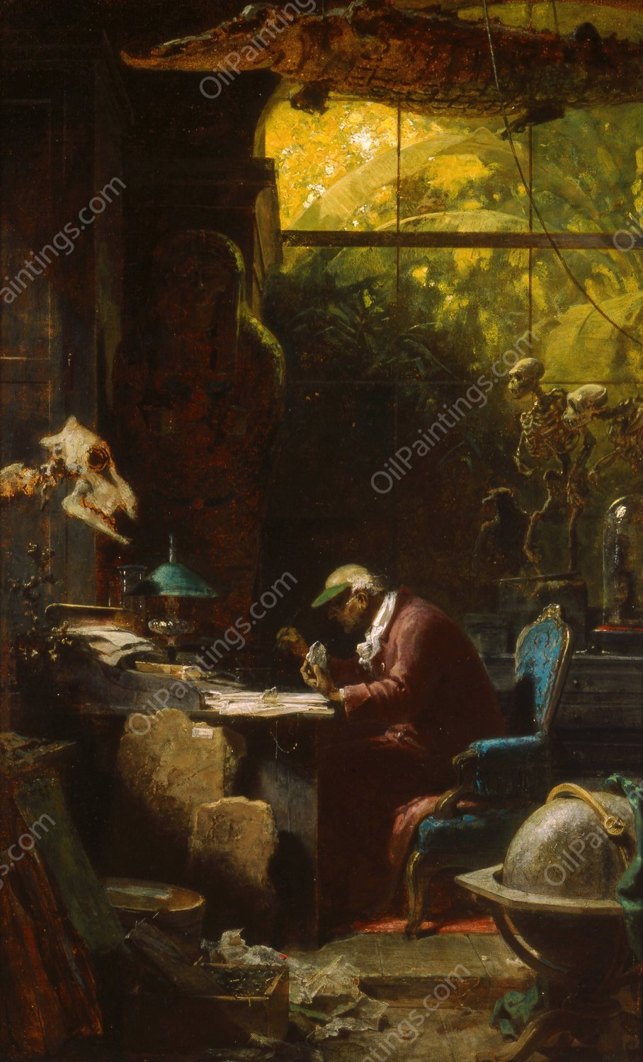 Scholar of Natural Sciences  by Carl Spitzweg - Hand-Painted Oil Painting Reproduction
