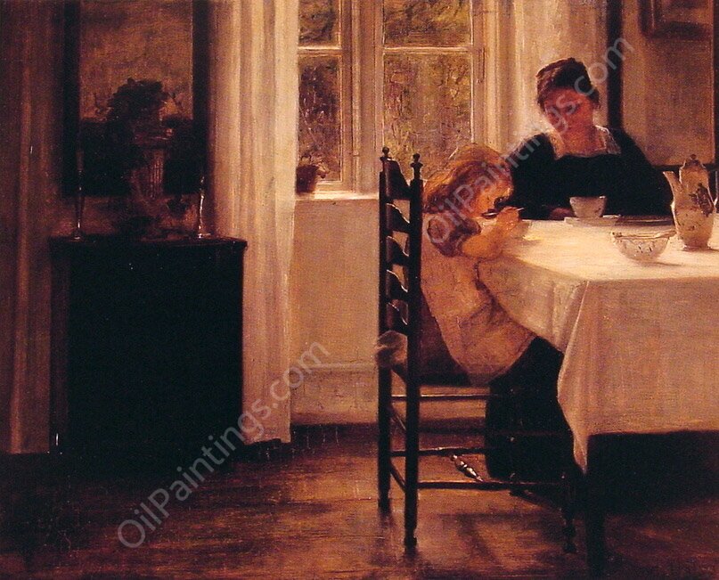 Breakfast Time by Carl Vilhelm Holsoe - Hand-Painted Oil Painting Reproduction