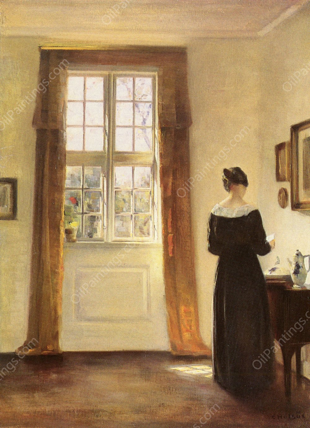 Woman In Interior by Carl Vilhelm Holsoe - Hand-Painted Oil Painting Reproduction
